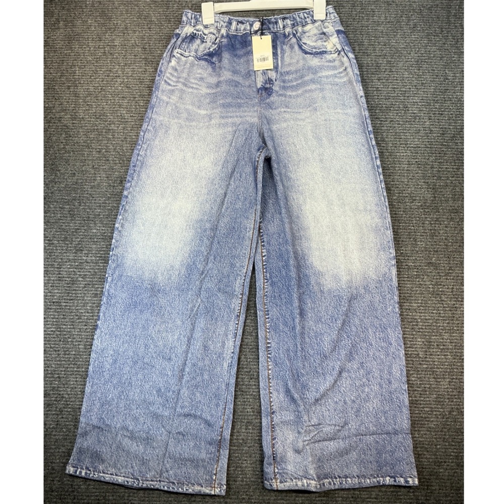 Avara Maeve Cotton Wide Leg Pull On Pants Women Medium Denim Blue New With Tags - Picture 5 of 10